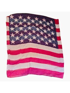 American Flag Infinity Scarf Wrap Red White Blue Patriotic Shabby Distressed